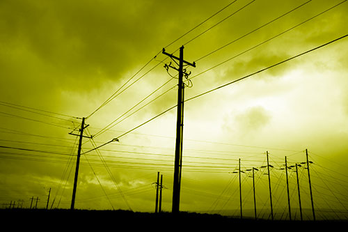 Crossing Powerlines Beneath Rainstorm (Yellow Shade Photo)
