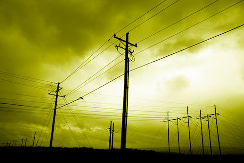 Crossing Powerlines Beneath Rainstorm (Yellow Shade Photo)