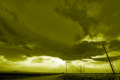 Dark Cloud Powerline Sunset (Yellow Shade Photo)