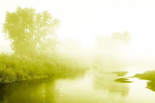 Dense Fog Blankets Distant River Bend (Yellow Shade Photo)