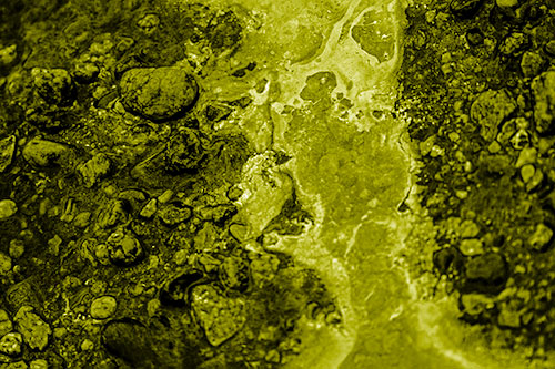 Distorted Oil Face Smearing Among Rocky Shore (Yellow Shade)