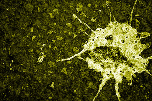 Distressed Bird Excrement Face Splattered Among Pavement (Yellow Shade)