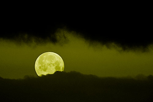 Easter Morning Moon Peeking Through Clouds (Yellow Shade)
