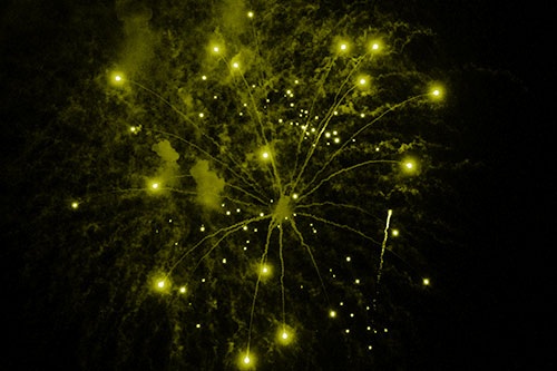 Firework Light Orbs Free Falling After Explosion (Yellow Shade Photo)