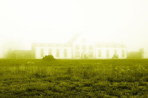 Fog Engulfs Historic State Penitentiary (Yellow Shade Photo)