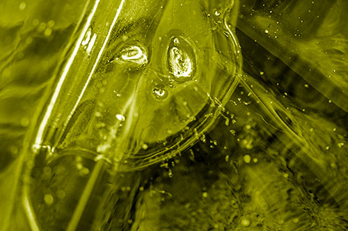 Frozen Unhappy Frowning Distorted River Ice Face (Yellow Shade)