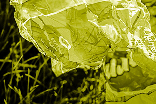 Growling Plastic Charmin Bag Among Grass (Yellow Shade)