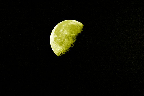Half Blue Moon During Morning Orbit (Yellow Shade Photo)