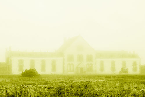 Heavy Fog Consumes State Penitentiary (Yellow Shade Photo)