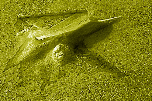 Jagged Melting River Ice Submerging (Yellow Shade Photo)