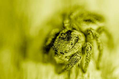 Jumping Spider Makes Eye Contact (Yellow Shade Photo)