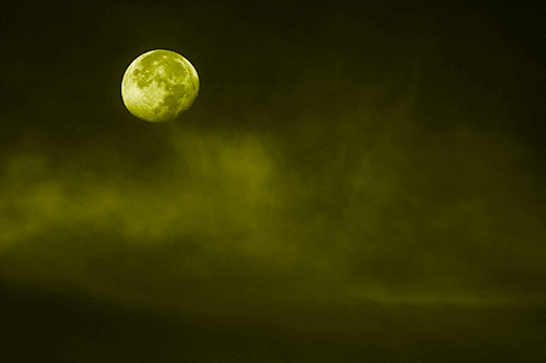 Moon Begins Descent Beyond Faint Mist Cloud (Yellow Shade Photo)