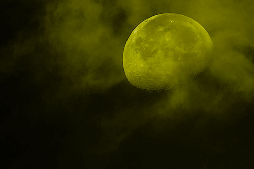 Moon Descending Among Faint Clouds (Yellow Shade Photo)