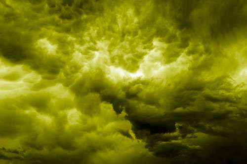 Raging Thunderstorm Clouds Brewing Among Sky (Yellow Shade)