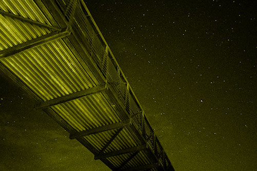 Stars Shining Above Walkway Bridge (Yellow Shade Photo)