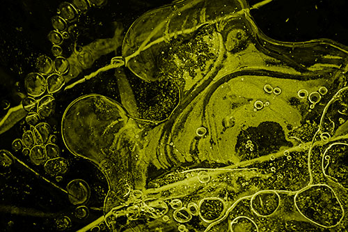 Terrified Screaming Ice Bubble Face Imprisoned Among Sticks (Yellow Shade)
