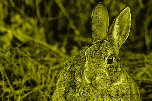 Unafraid Bunny Rabbit Curiously Watching (Yellow Shade)