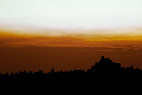 Blood Cloud Sunrise Behind Mountain Range Silhouette (Yellow Tint Photo)
