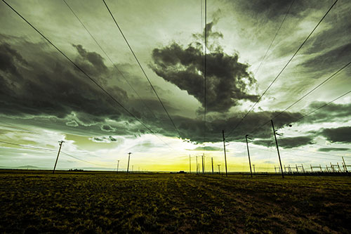 Creature Cloud Formation Above Powerlines (Yellow Tint)
