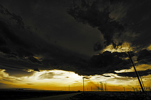 Dark Cloud Powerline Sunset (Yellow Tint Photo)