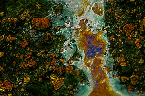 Distorted Oil Face Smearing Among Rocky Shore (Yellow Tint)