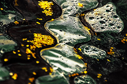 Distorted Plastic Bubble Face Floating Atop Water (Yellow Tint)