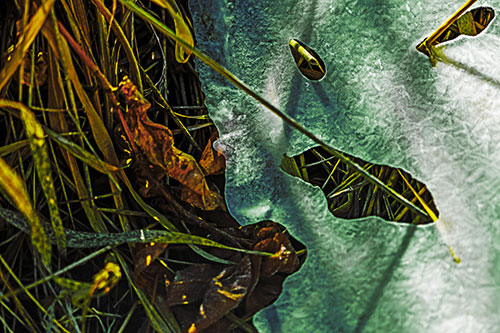 Frozen Protruding Grass Bladed Ice Face (Yellow Tint)