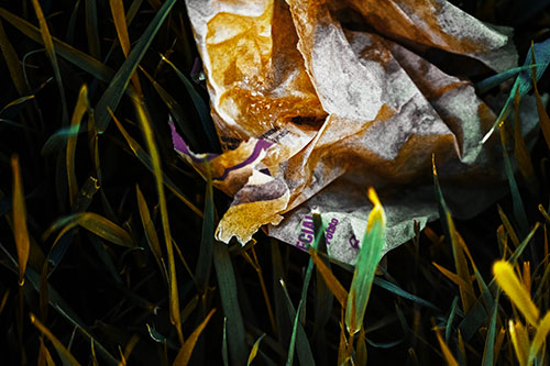 Grease Stained Demon Faced Taco Bell Wrapper (Yellow Tint)