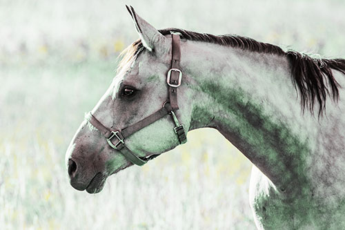 Horse Wearing Bridle Among Sunshine (Yellow Tint Photo)