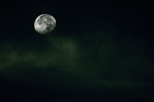 Moon Begins Descent Beyond Faint Mist Cloud (Yellow Tint Photo)