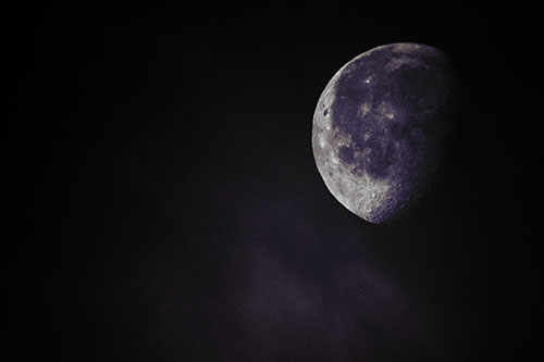 Download Yellow Tint Moon Creeping Along Faint Cloud Mass Atmosphere Sky