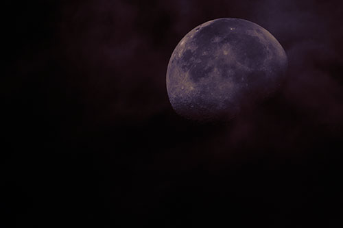 Moon Descending Among Faint Clouds (Yellow Tint)