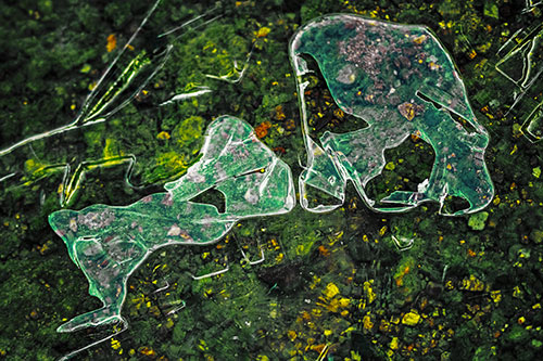 Translucent Frozen Big Eyed Alien Ice Bubble Figure Atop River (Yellow Tint)