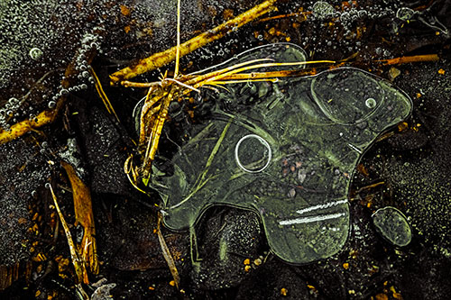 Wide Eyed Bubble Ice Face Looking Downward (Yellow Tint)