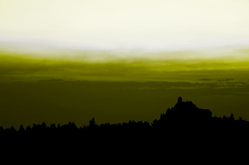 Blood Cloud Sunrise Behind Mountain Range Silhouette (Yellow Tone)