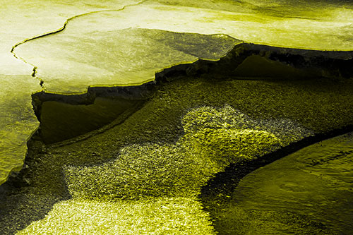 Cracked Ice Frozen Shoreline Melting (Yellow Tone)