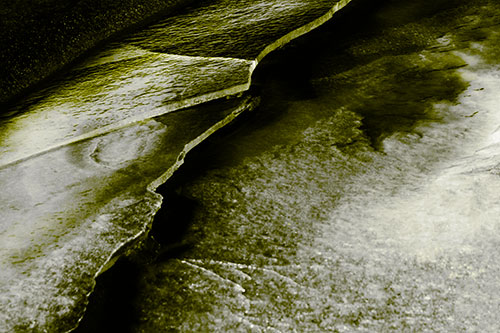 Cracking Blood Frozen Ice River (Yellow Tone Photo)
