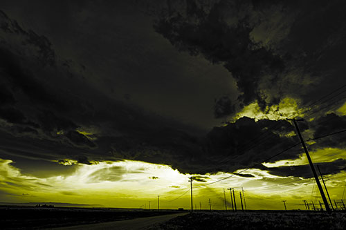 Dark Cloud Powerline Sunset (Yellow Tone Photo)