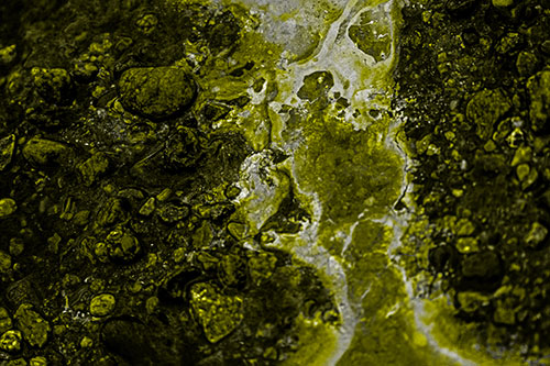 Distorted Oil Face Smearing Among Rocky Shore (Yellow Tone)