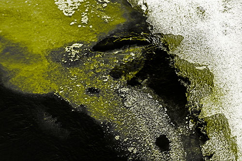 Floating River Ice Face Formation (Yellow Tone Photo)