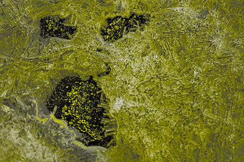 Frozen Ice Screaming Pebble Soil Face (Yellow Tone Photo)