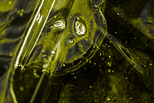 Frozen Unhappy Frowning Distorted River Ice Face (Yellow Tone Photo)