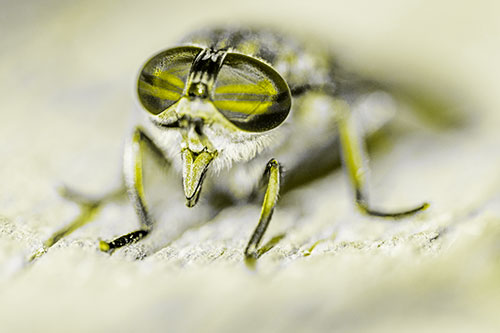 Happy Horse Fly Sticking Out Tongue Among Sunlight (Yellow Tone)