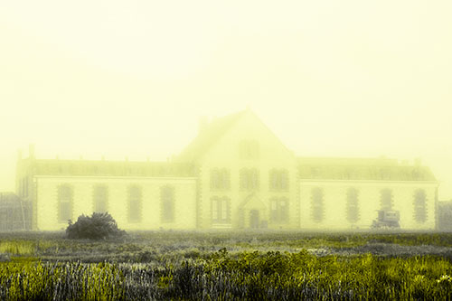 Heavy Fog Consumes State Penitentiary (Yellow Tone Photo)