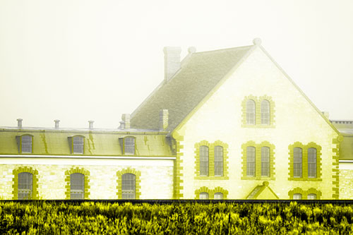 Historic State Penitentiary Oozes Among Fog (Yellow Tone Photo)