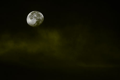 Moon Begins Descent Beyond Faint Mist Cloud (Yellow Tone Photo)