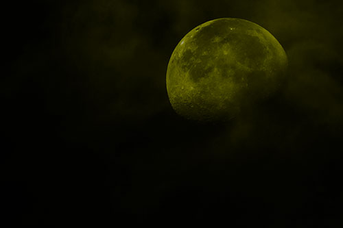 Moon Descending Among Faint Clouds (Yellow Tone Photo)