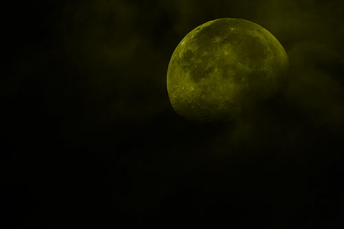 Moon Descending Among Faint Clouds (Yellow Tone)