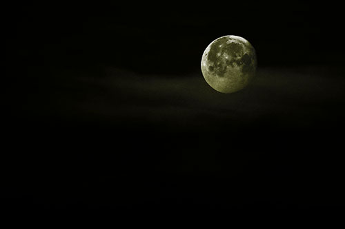 Moon Sets Behind Faint Clouds (Yellow Tone Photo)