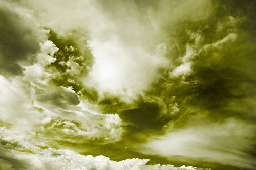 Ocean Sea Swirling Clouds (Yellow Tone Photo)